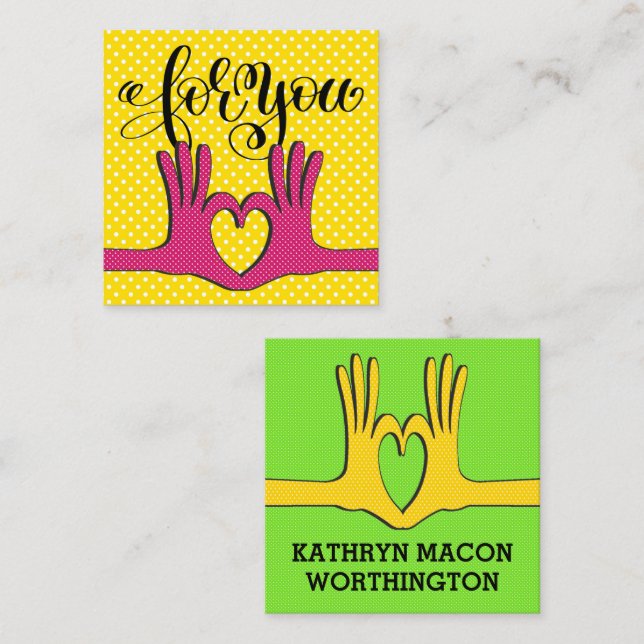 Kuvert till Poppin Polka dots Fyrkantigt Visitkort (Fram/baksida)