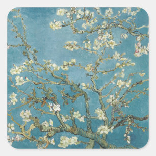 KUVERTER FÖRSEGLINGSETIKETT: VAN GOGH: MANDelblomn Fyrkantigt Klistermärke