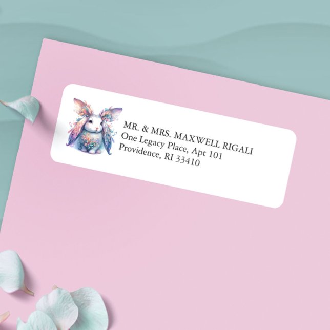 Kuvertetiketter för kuvert för Returadressen Cute  Returadress Etikett (Easter bunny return address label cute watercolor magical rabbit exclusive to Do Tell A Belle)
