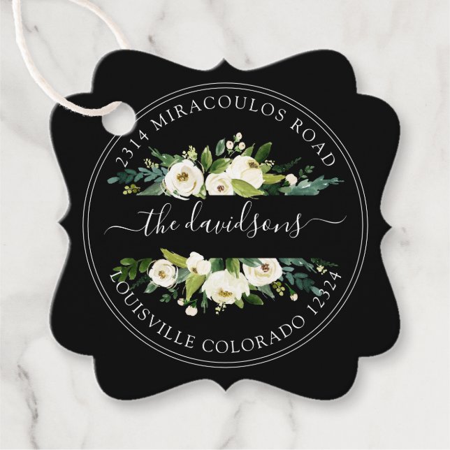 Kuvertförsegling av vit Cream-Blommigt Returadress Gåvor Etiketter (Framsida)