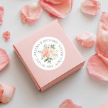 Kuvertförsegling för  Blommigt Vår bröllop Runt Klistermärke<br><div class="desc">Vår blommigt bouquet i vattenfärgspersikor och pinkar med beröring av grönt,  redigerbar text runt omkretsen.</div>