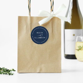 Kuvertförsegling för Bröllop i modern marin blå Sn Runt Klistermärke