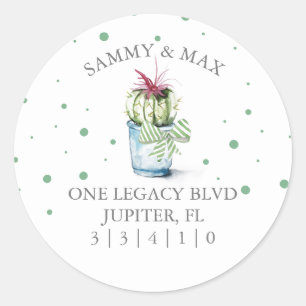 Kuvertförsegling för Cute Cactus Returadress Runt Klistermärke