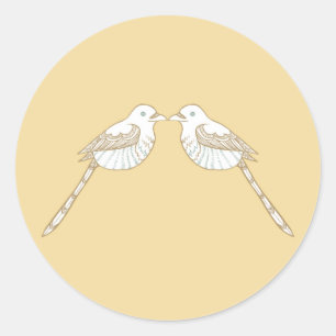 Kuvertförsegling för love birds Brown/Tan Bröllop Runt Klistermärke