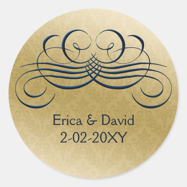 Kuvertförsegling "marin blå" runt klistermärke (Framsida)