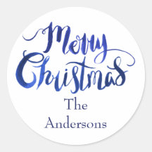 Kuvertförseglingar av blå och vit God jul