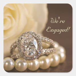 Kuvertförseglingar av Oval Diamond Ring Förlovning Fyrkantigt Klistermärke