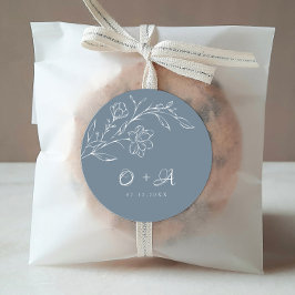 Kuvertförseglingar av typen Sage Blue Elegant bröl Runt Klistermärke