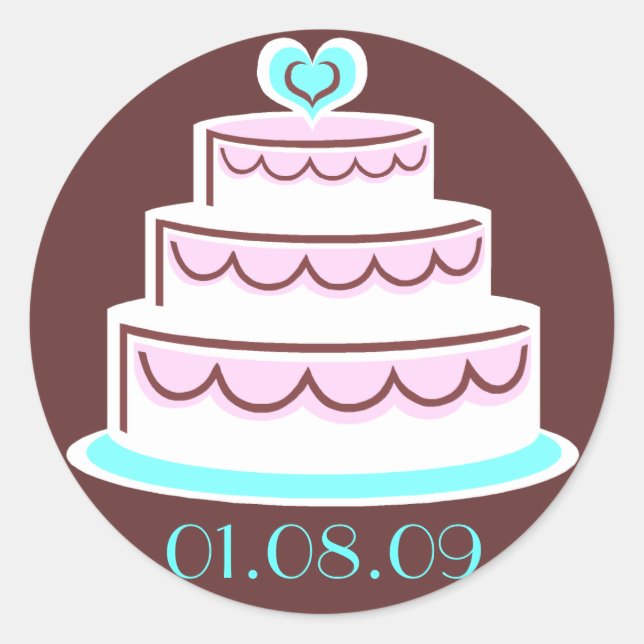 Kuvertförseglingar bröllop runt klistermärke (Framsida)