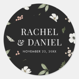 Kuvertförseglingar för blommigt i Botaniska Mönste Runt Klistermärke