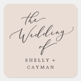 Kuvertförseglingar för boho Pastel Peach Bröllop Fyrkantigt Klistermärke