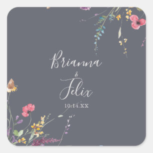 Kuvertförseglingar för Bröllop i klassiskt blått V Fyrkantigt Klistermärke