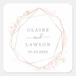 Kuvertförseglingar för Bröllop i ro Guld med vatte Fyrkantigt Klistermärke