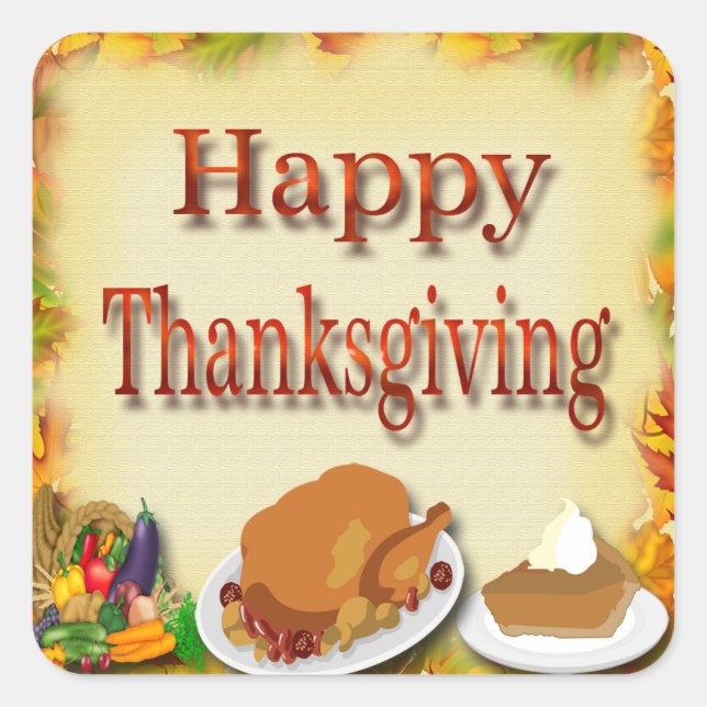Kuvertförseglingar happy thanksgiving fyrkantigt klistermärke (Framsida)