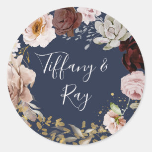 Kuvertförseglingar i Bröllop i den moderna  Blommi Runt Klistermärke