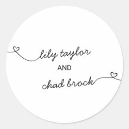 Kuvertförseglingar i Bröllop i kärlek Hearts Runt Klistermärke