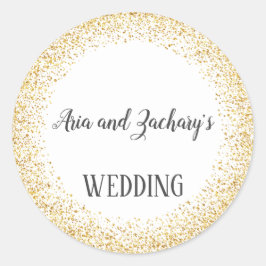 Kuvertförseglingar i Bröllop i konfetti guld Runt Klistermärke