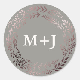 Kuvertförseglingar i elegant Guld och Grått Bröllo Runt Klistermärke