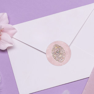 Kuvertförseglingar i elegant Ro Rosa Vintage bröll Runt Klistermärke