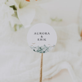 Kuvertförseglingar i grönt och Guld i Bröllop Runt Klistermärke