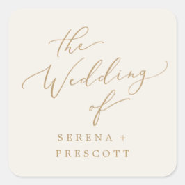 Kuvertförseglingar i Guld och Cream Bröllop Fyrkantigt Klistermärke