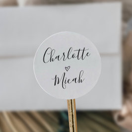 Kuvertförseglingar i hand plockade Heart Bröllop Runt Klistermärke