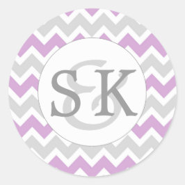 Kuvertförseglingar i lavender Monogram Bröllop Runt Klistermärke