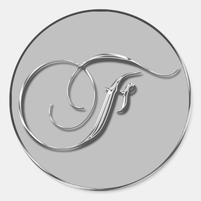 Kuvertförseglingar i silver formligen Bröllop mono Runt Klistermärke (Framsida)
