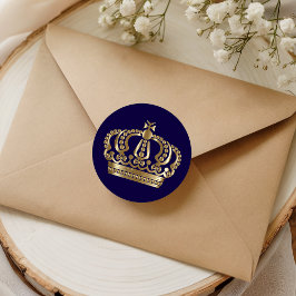 Kuvertförslutning för elegant Blue Guld Krona Runt Klistermärke