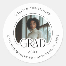 Kuvertförslutning för svart vitt foto Adress Stude Runt Klistermärke