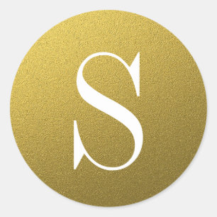 Kuvertförslutning i glitter Guld monogram Runt Klistermärke