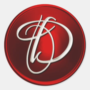 Kuvertförslutning i silver Monogram D Runt Klistermärke