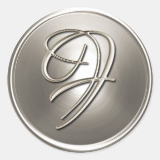 Kuvertförslutning i silver Monogram F Runt Klistermärke
