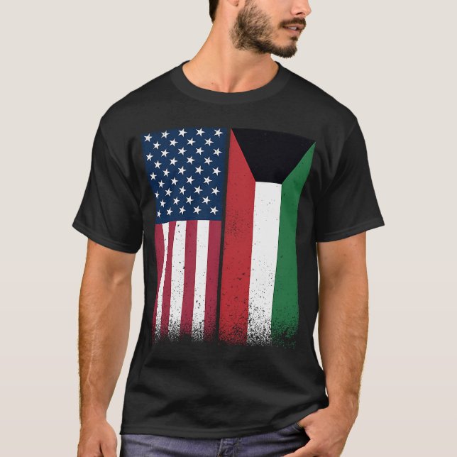 Kuwai Kuwaiti American Flaggor Proud USA Kuwait T Shirt (Framsida)