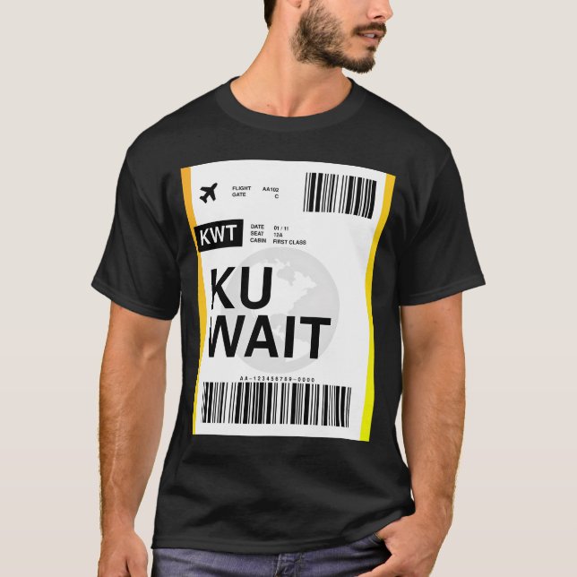 Kuwait Boarding Pass T Shirt (Framsida)
