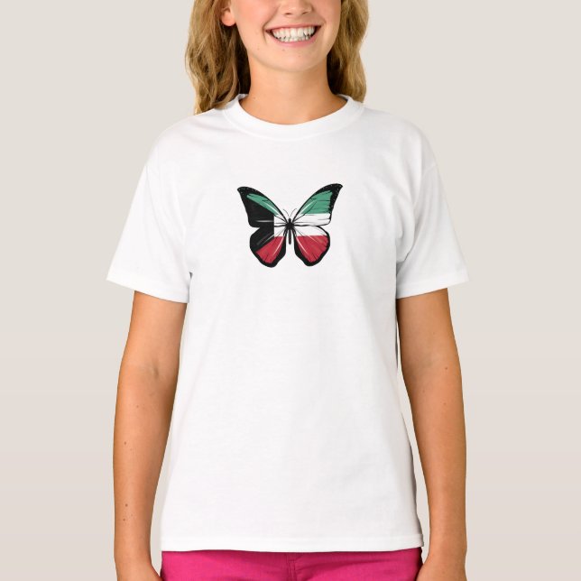 Kuwait Butterfly Flagga T Shirt (Framsida)