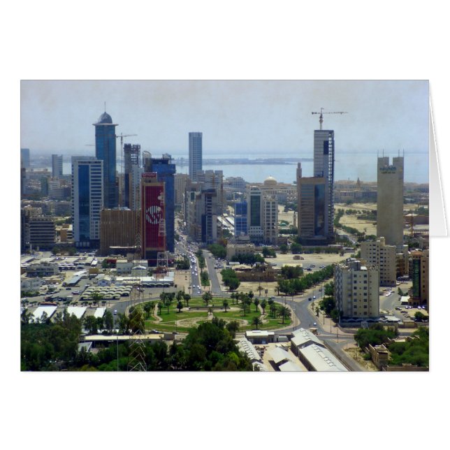 Kuwait City, fågelvy öga Hälsningskort (Framsidan Horizontal)
