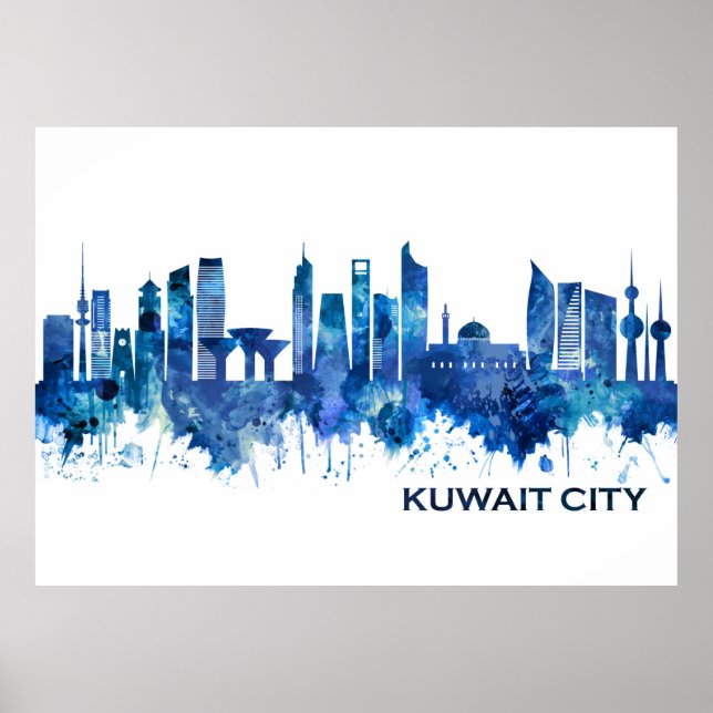 Kuwait City Kuwait Skyline Blue Poster (Framsidan)