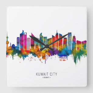 Kuwait City Kuwait Skyline Fyrkantig Klocka