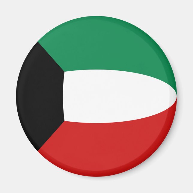 Kuwait Fisheye Flagga Magnet (Framsidan)