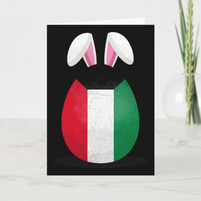 Kuwait Flagga Ägg Kanin Öron Kuwaitisk Påsk söndag Kort (Framsida)