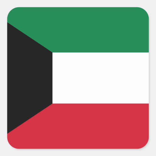 Kuwait Flagga Fyrkantigt Klistermärke (Framsida)