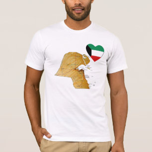 Kuwait Flagga Heart och Karta T- Shirt Tee Shirt