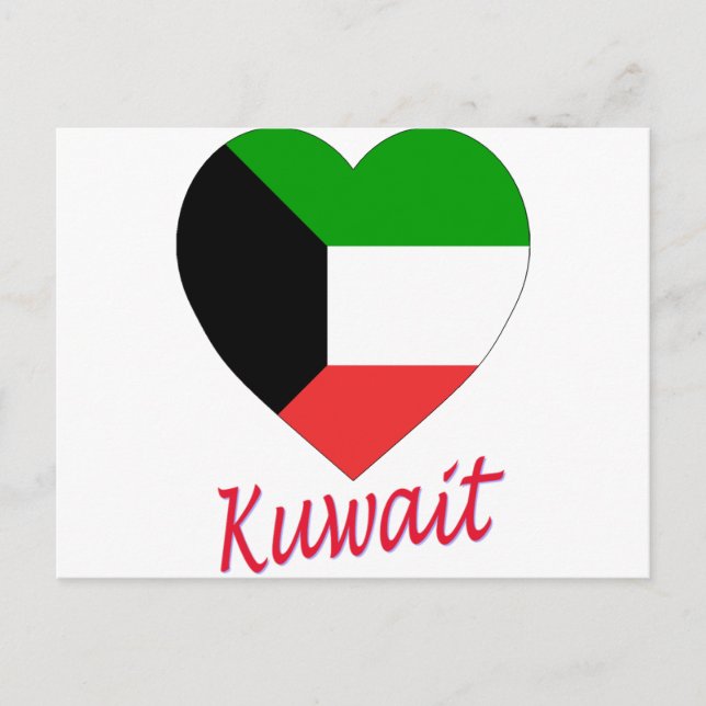 Kuwait Flagga Heart Vykort (Framsida)