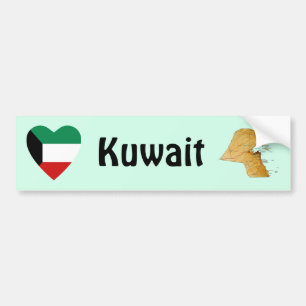 Kuwait Flagga Hjärta + Karta Bildäckslimma Bildekal