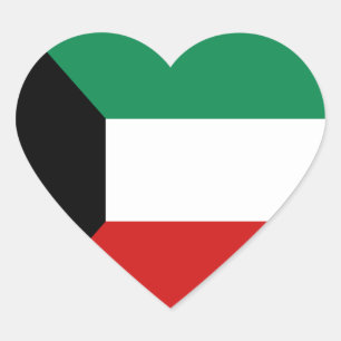 Kuwait Flagga Hjärta Klistermärke