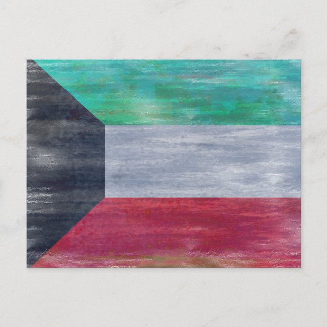 Kuwait-flagga i nöd vykort (Framsida)