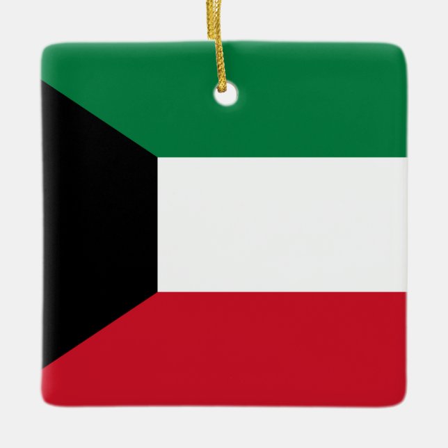 Kuwait Flagga Julgransprydnad Keramik (Framsida)