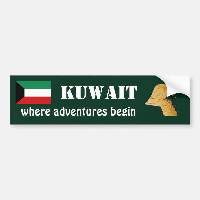 Kuwait Flagga + Kart Dekal (Framsidan)