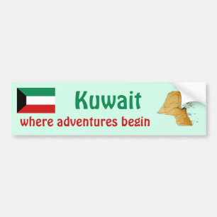 Kuwait Flagga + Kart Dekal